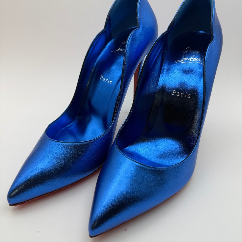 CHRISTIAN LOUBOUTIN HOT CHICK 100 METALLIC BLUE LIMITED EDITION SIZE 41